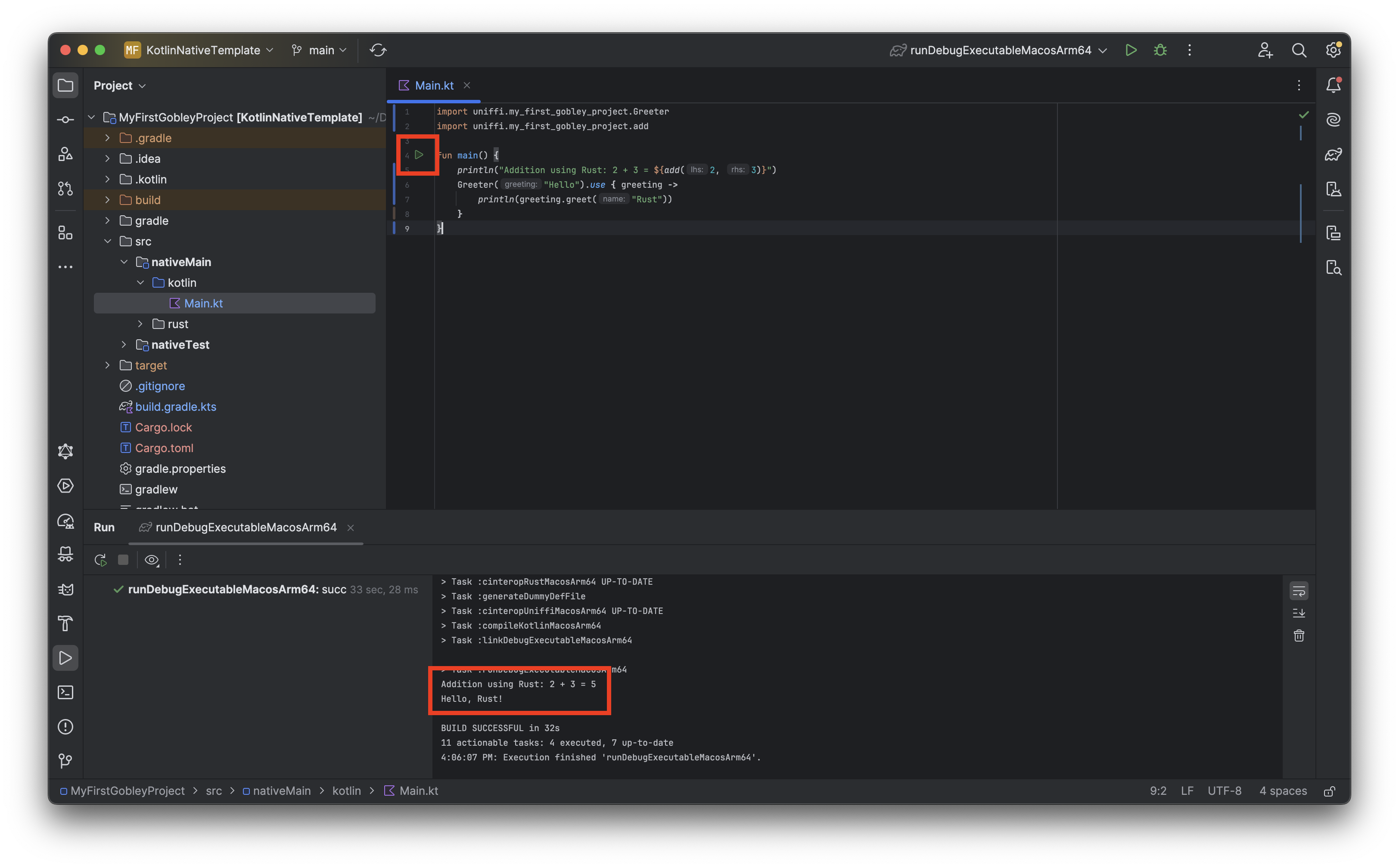 The IntelliJ IDEA screen showing the run result